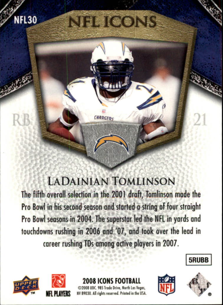 2008 Upper Deck Icons NFL Icons Silver #NFL30 LaDainian Tomlinson back image