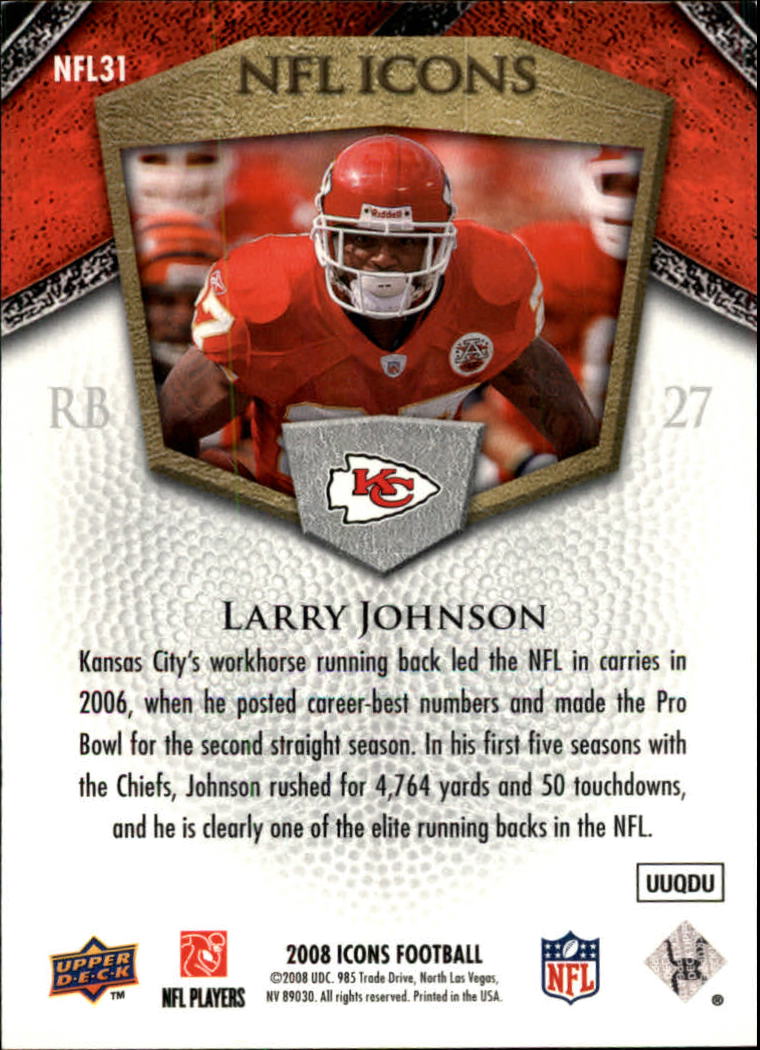2008 Upper Deck Icons NFL Icons Silver #NFL31 Larry Johnson back image