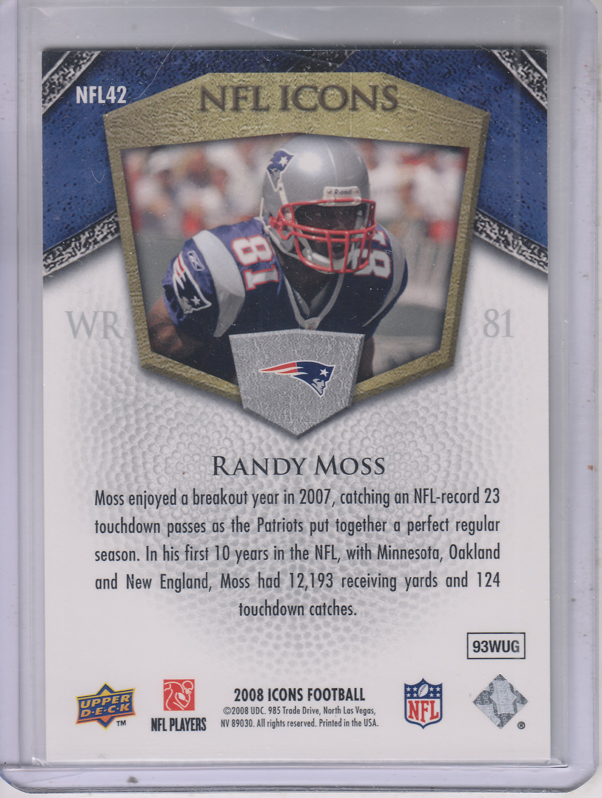 2008 Icons (Upper Deck) Football "Insert and Insert Parallel" Cards - Picture 89 of 121