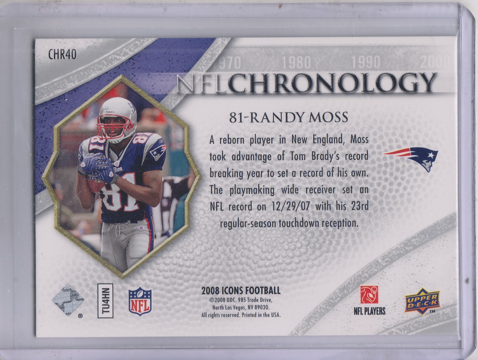 2008 Icons (Upper Deck) Football "Insert and Insert Parallel" Cards - Picture 59 of 121