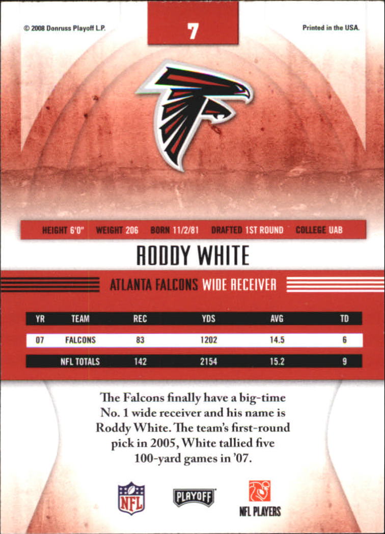2008 Absolute Memorabilia #7 Roddy White back image