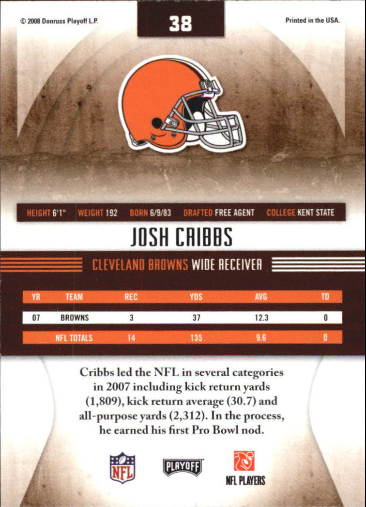 2008 Absolute Memorabilia #38 Josh Cribbs back image