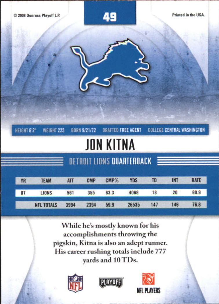 2008 Absolute Memorabilia #49 Jon Kitna back image