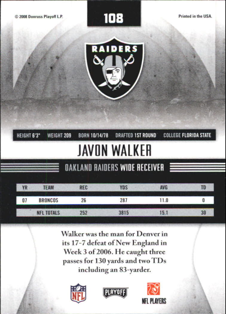 2008 Absolute Memorabilia #108 Javon Walker back image