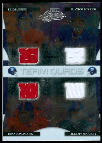 2008 Absolute Memorabilia Team Quads Materials Die Cut #4 Eli Manning/Plaxico Burress/Brandon Jacobs/Jeremy Shockey