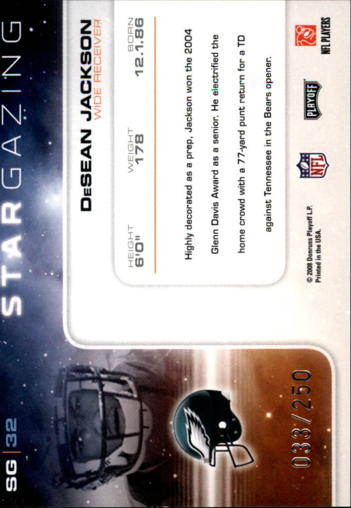 2008 Absolute Memorabilia Star Gazing #32 DeSean Jackson back image
