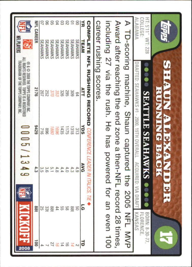 A4549- 2008 Topps Kick-Off Fb Karten 1-220 + Einsätze -du Pick- 15 + Kostenlose - Bild 295 von 379