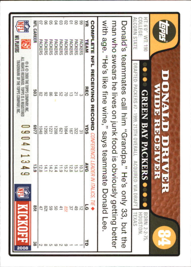 A4549- 2008 Topps Kick-Off Fb Karten 1-220 + Einsätze -du Pick- 15 + Kostenlose - Bild 321 von 379