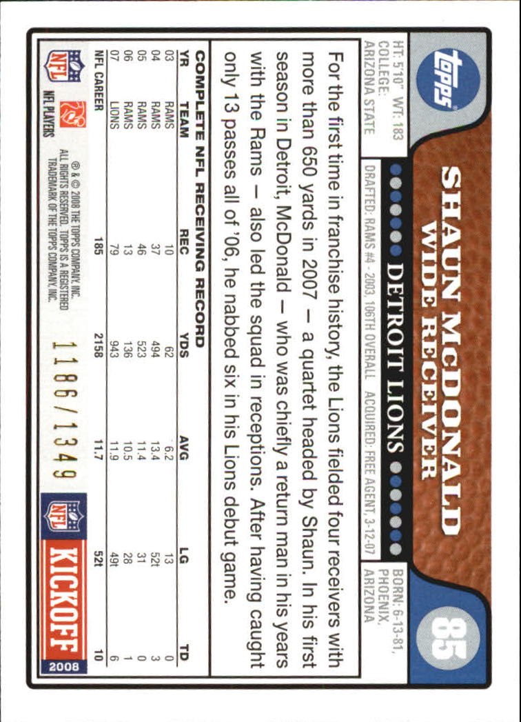 A4549- 2008 Topps Kick-Off Fb Karten 1-220 + Einsätze -du Pick- 15 + Kostenlose - Bild 323 von 379