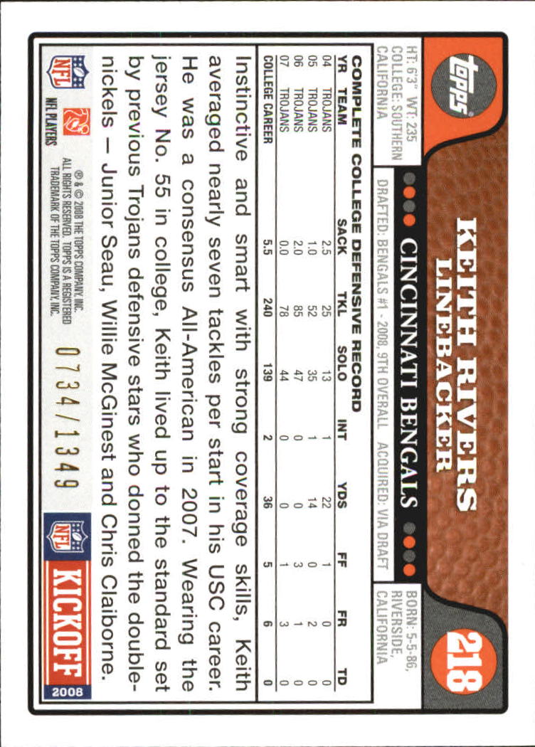 A4549- 2008 Topps Kick-Off Fb Karten 1-220 + Einsätze -du Pick- 15 + Kostenlose - Bild 371 von 379
