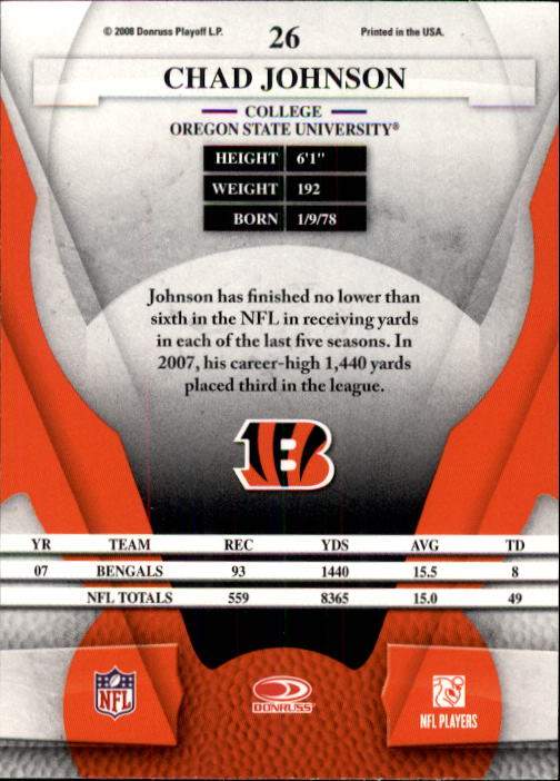 2008 Leaf Certified Materials #26 Chad Johnson back image