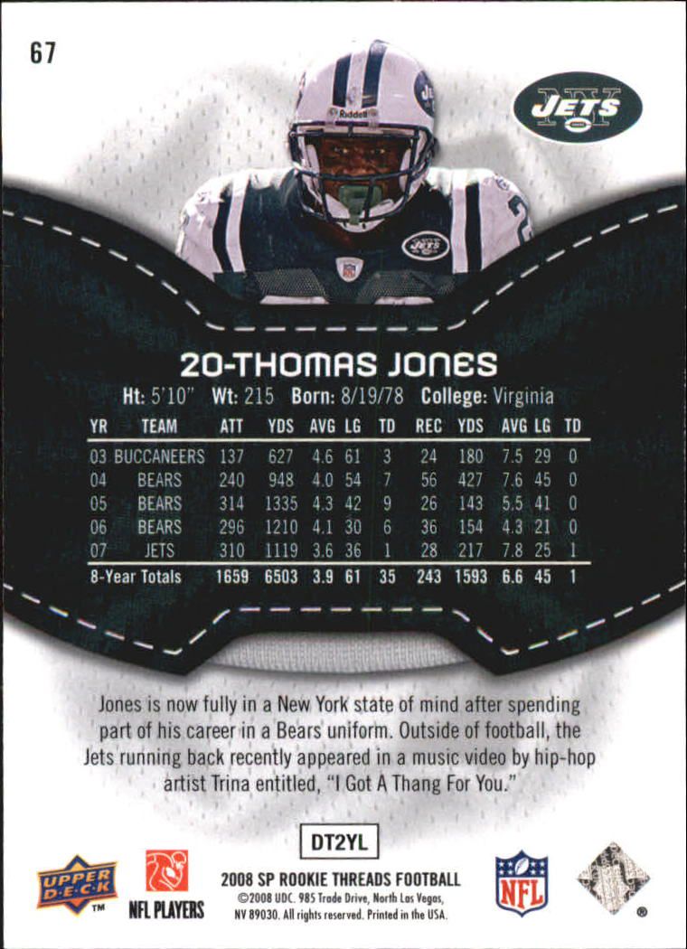 2008 SP Rookie Threads #67 Thomas Jones back image