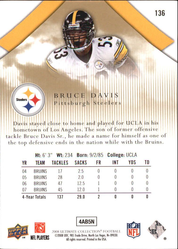 2008 Ultimate Collection #136 Bruce Davis RC back image