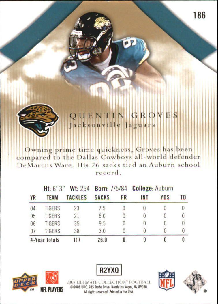 2008 Ultimate Collection #186 Quentin Groves RC back image