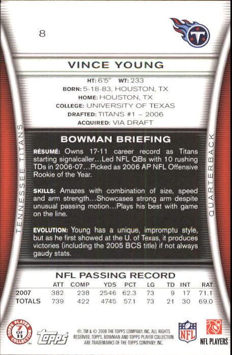 A5003- 2008 Bowman Football Card #s 1-250 +Rookies -You Pick- 15+ FREE US SHIP - Picture 13 of 479