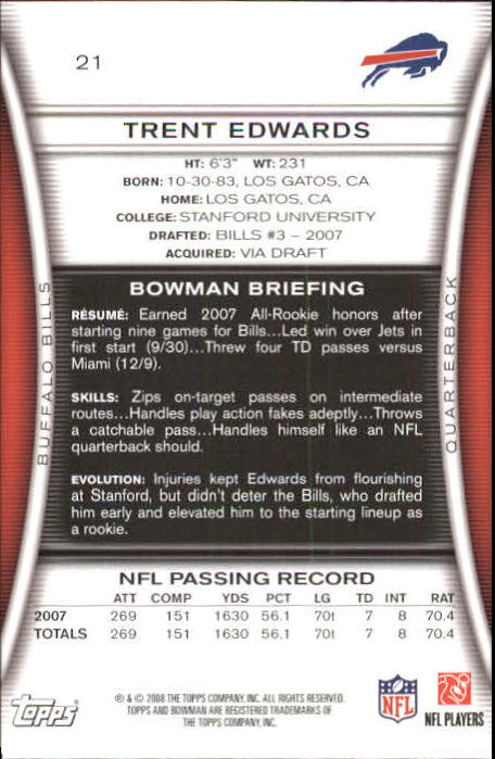A5003- 2008 Bowman Football Card #s 1-250 +Rookies -You Pick- 15+ FREE US SHIP - Picture 39 of 479