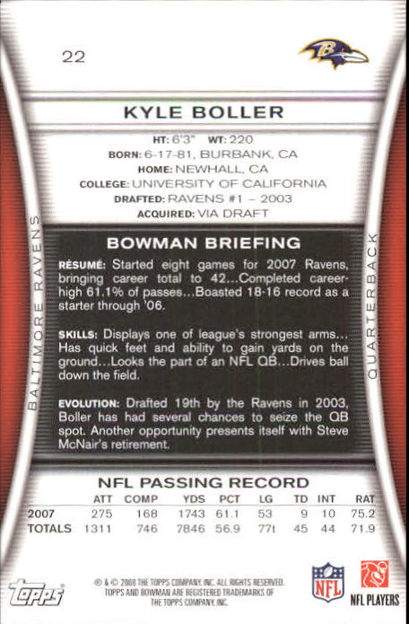A5003- 2008 Bowman Football Card #s 1-250 +Rookies -You Pick- 15+ FREE US SHIP - Picture 41 of 479