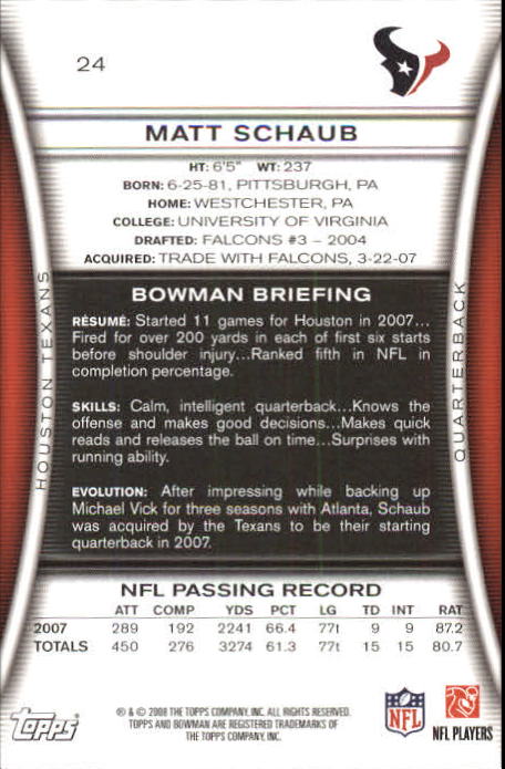 A5003- 2008 Bowman Football Card #s 1-250 +Rookies -You Pick- 15+ FREE US SHIP - Picture 45 of 479