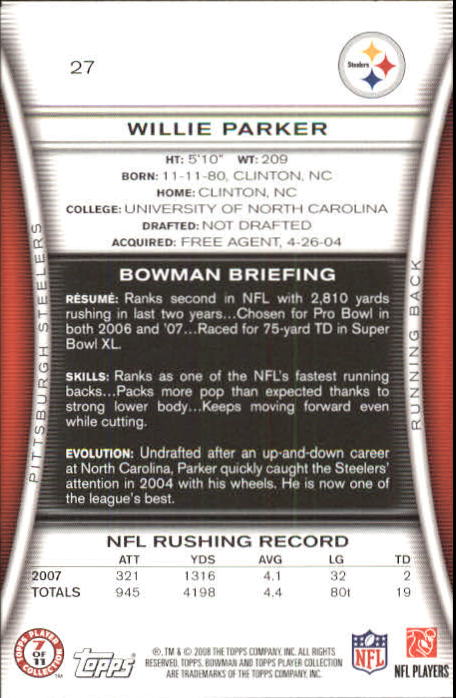 A5003- 2008 Bowman Football Card #s 1-250 +Rookies -You Pick- 15+ FREE US SHIP - Picture 49 of 479