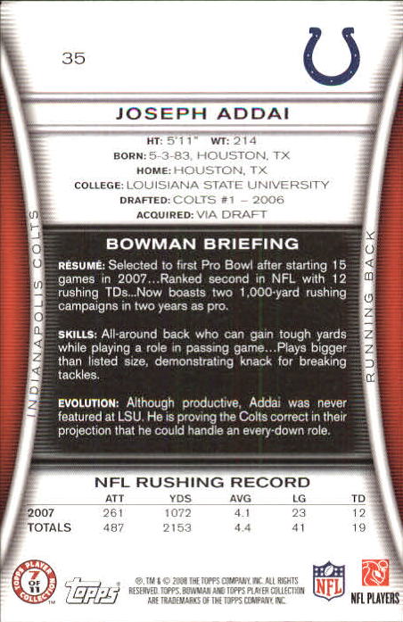 A5003- 2008 Bowman Football Card #s 1-250 +Rookies -You Pick- 15+ FREE US SHIP - Picture 65 of 479