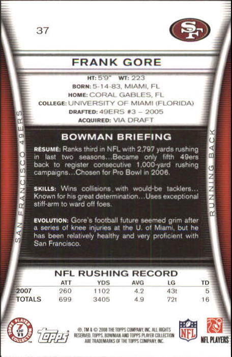 A5003- 2008 Bowman Football Card #s 1-250 +Rookies -You Pick- 15+ FREE US SHIP - Picture 69 of 479