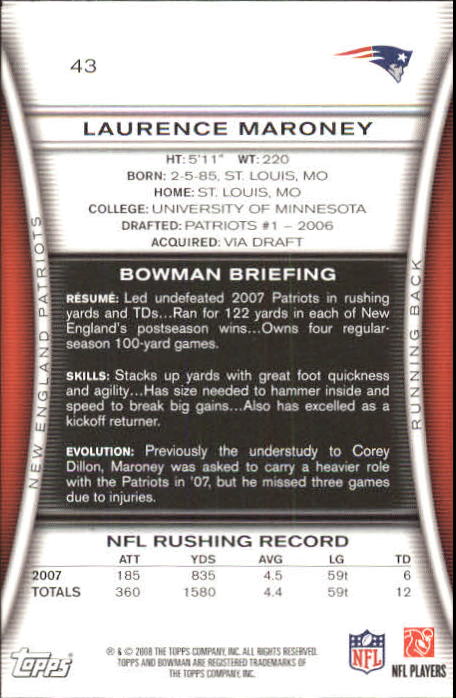 A5003- 2008 Bowman Football Card #s 1-250 +Rookies -You Pick- 15+ FREE US SHIP - Picture 81 of 479