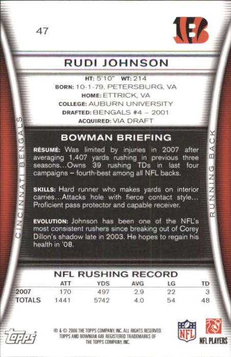 A5003- 2008 Bowman Football Card #s 1-250 +Rookies -You Pick- 15+ FREE US SHIP - Picture 89 of 479