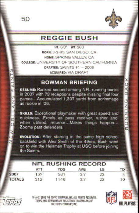 A5003- 2008 Bowman Football Card #s 1-250 +Rookies -You Pick- 15+ FREE US SHIP - Picture 95 of 479