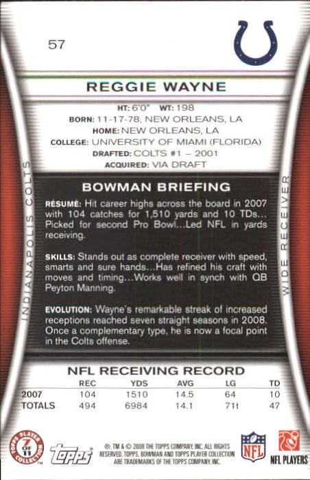 A5003- 2008 Bowman Football Card #s 1-250 +Rookies -You Pick- 15+ FREE US SHIP - Picture 109 of 479