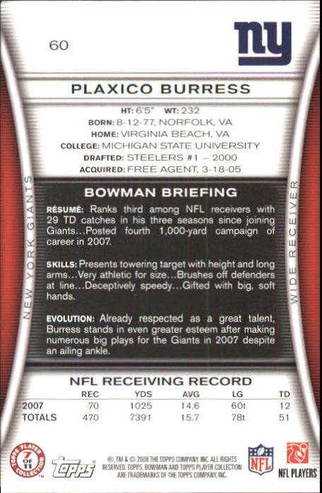 A5003- 2008 Bowman Football Card #s 1-250 +Rookies -You Pick- 15+ FREE US SHIP - Picture 115 of 479