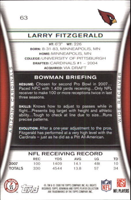 A5003- 2008 Bowman Football Card #s 1-250 +Rookies -You Pick- 15+ FREE US SHIP - Picture 121 of 479