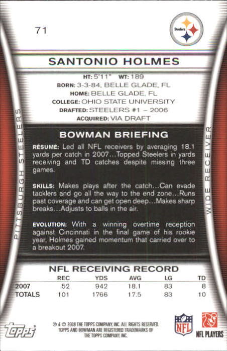 A5003- 2008 Bowman Football Card #s 1-250 +Rookies -You Pick- 15+ FREE US SHIP - Picture 137 of 479
