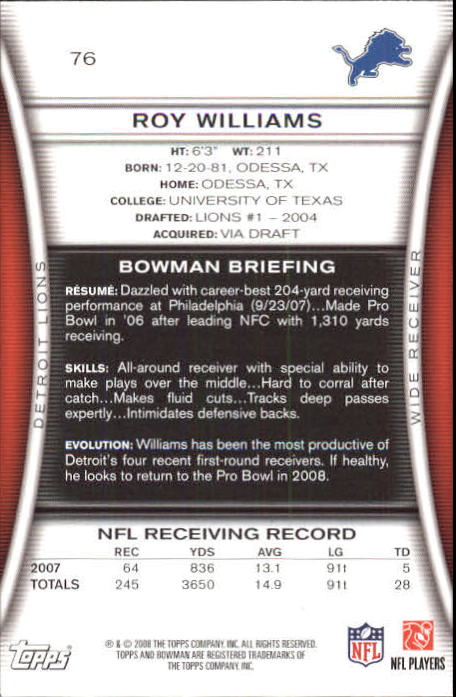 A5003- 2008 Bowman Football Card #s 1-250 +Rookies -You Pick- 15+ FREE US SHIP - Picture 147 of 479