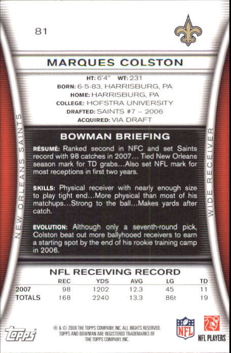 A5003- 2008 Bowman Football Card #s 1-250 +Rookies -You Pick- 15+ FREE US SHIP - Picture 153 of 479