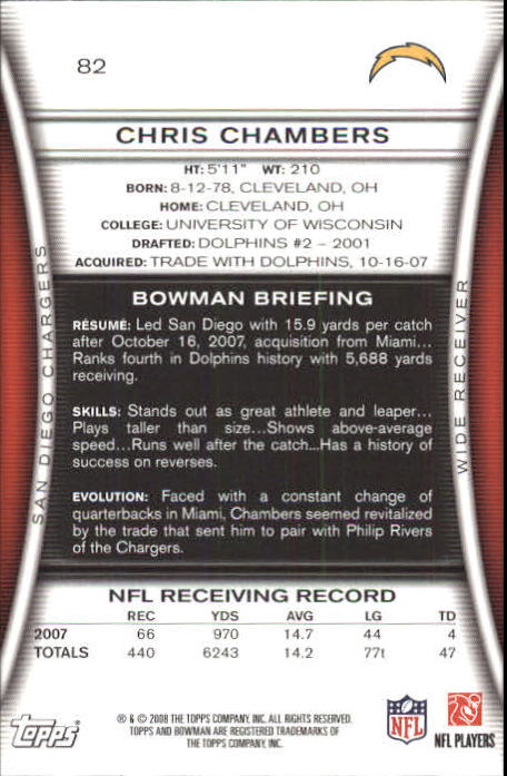 2008 Bowman #82 Chris Chambers back image