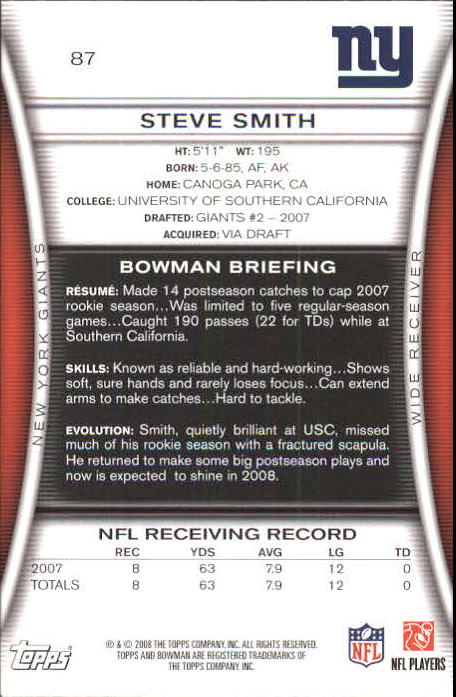 A5003- 2008 Bowman Football Card #s 1-250 +Rookies -You Pick- 15+ FREE US SHIP - Picture 165 of 479