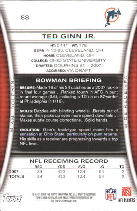 A5003- 2008 Bowman Football Card #s 1-250 +Rookies -You Pick- 15+ FREE US SHIP - Picture 167 of 479