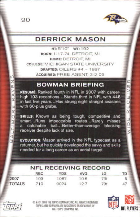 A5003- 2008 Bowman Football Card #s 1-250 +Rookies -You Pick- 15+ FREE US SHIP - Picture 171 of 479