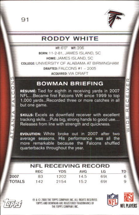 A5003- 2008 Bowman Football Card #s 1-250 +Rookies -You Pick- 15+ FREE US SHIP - Picture 173 of 479