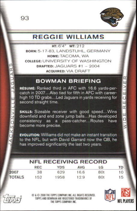A5003- 2008 Bowman Football Card #s 1-250 +Rookies -You Pick- 15+ FREE US SHIP - Picture 177 of 479