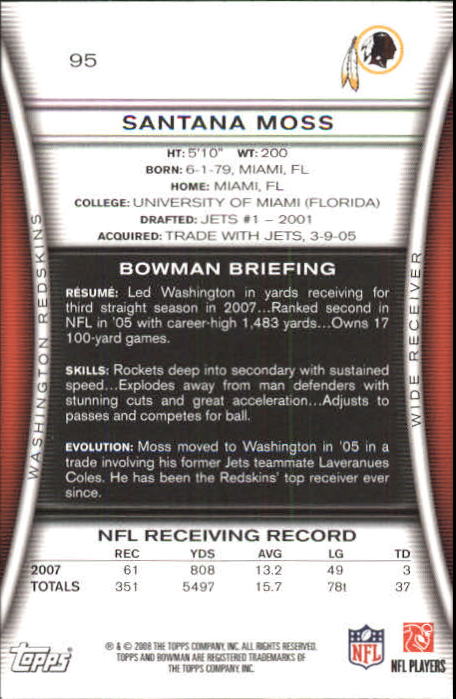 A5003- 2008 Bowman Football Card #s 1-250 +Rookies -You Pick- 15+ FREE US SHIP - Picture 181 of 479