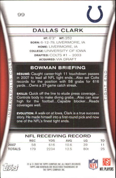 A5003- 2008 Bowman Football Card #s 1-250 +Rookies -You Pick- 15+ FREE US SHIP - Picture 189 of 479