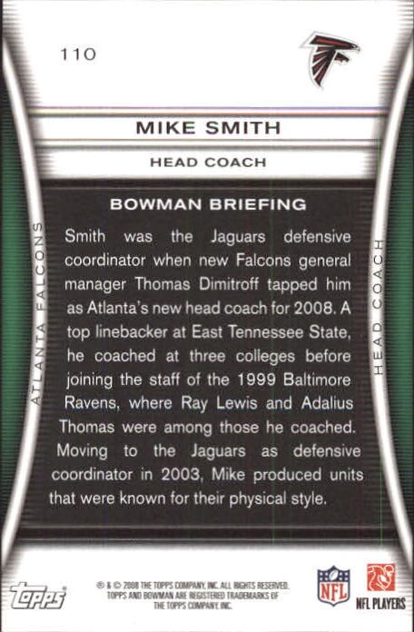 2008 Bowman #110 Mike Smith CO back image