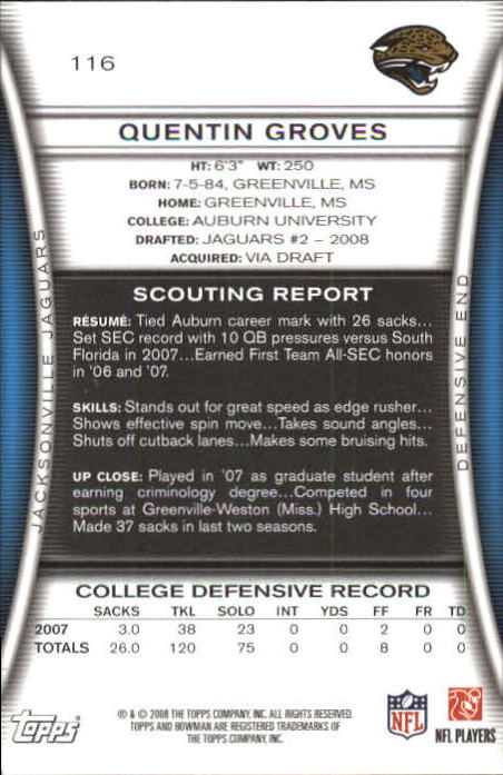 A5003- 2008 Bowman Football Card #s 1-250 +Rookies -You Pick- 15+ FREE US SHIP - Picture 219 of 479