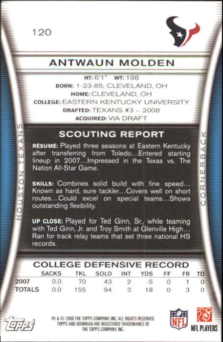 A5003- 2008 Bowman Football Card #s 1-250 +Rookies -You Pick- 15+ FREE US SHIP - Picture 227 of 479