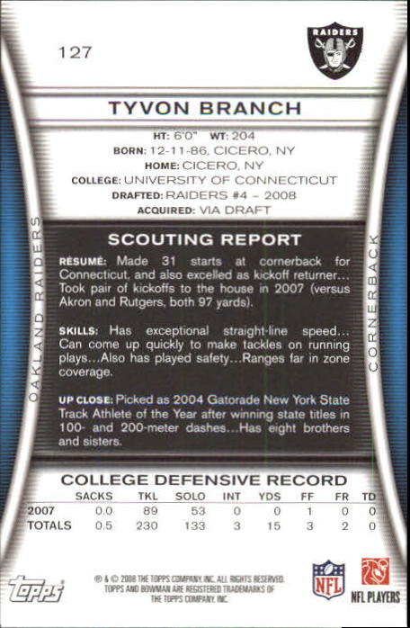 A5003- 2008 Bowman Football Card #s 1-250 +Rookies -You Pick- 15+ FREE US SHIP - Picture 241 of 479