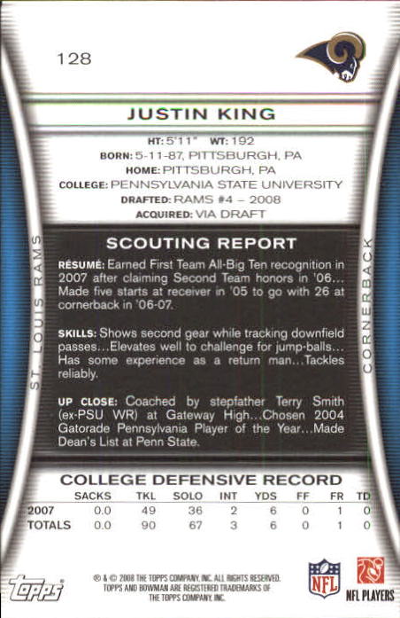 A5003- 2008 Bowman Football Card #s 1-250 +Rookies -You Pick- 15+ FREE US SHIP - Picture 243 of 479