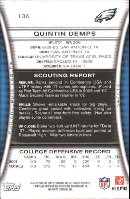 A5003- 2008 Bowman Football Card #s 1-250 +Rookies -You Pick- 15+ FREE US SHIP - Picture 259 of 479