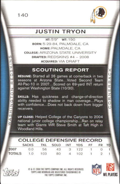 A5003- 2008 Bowman Football Card #s 1-250 +Rookies -You Pick- 15+ FREE US SHIP - Picture 267 of 479