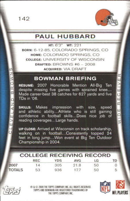 A5003- 2008 Bowman Football Card #s 1-250 +Rookies -You Pick- 15+ FREE US SHIP - Picture 271 of 479